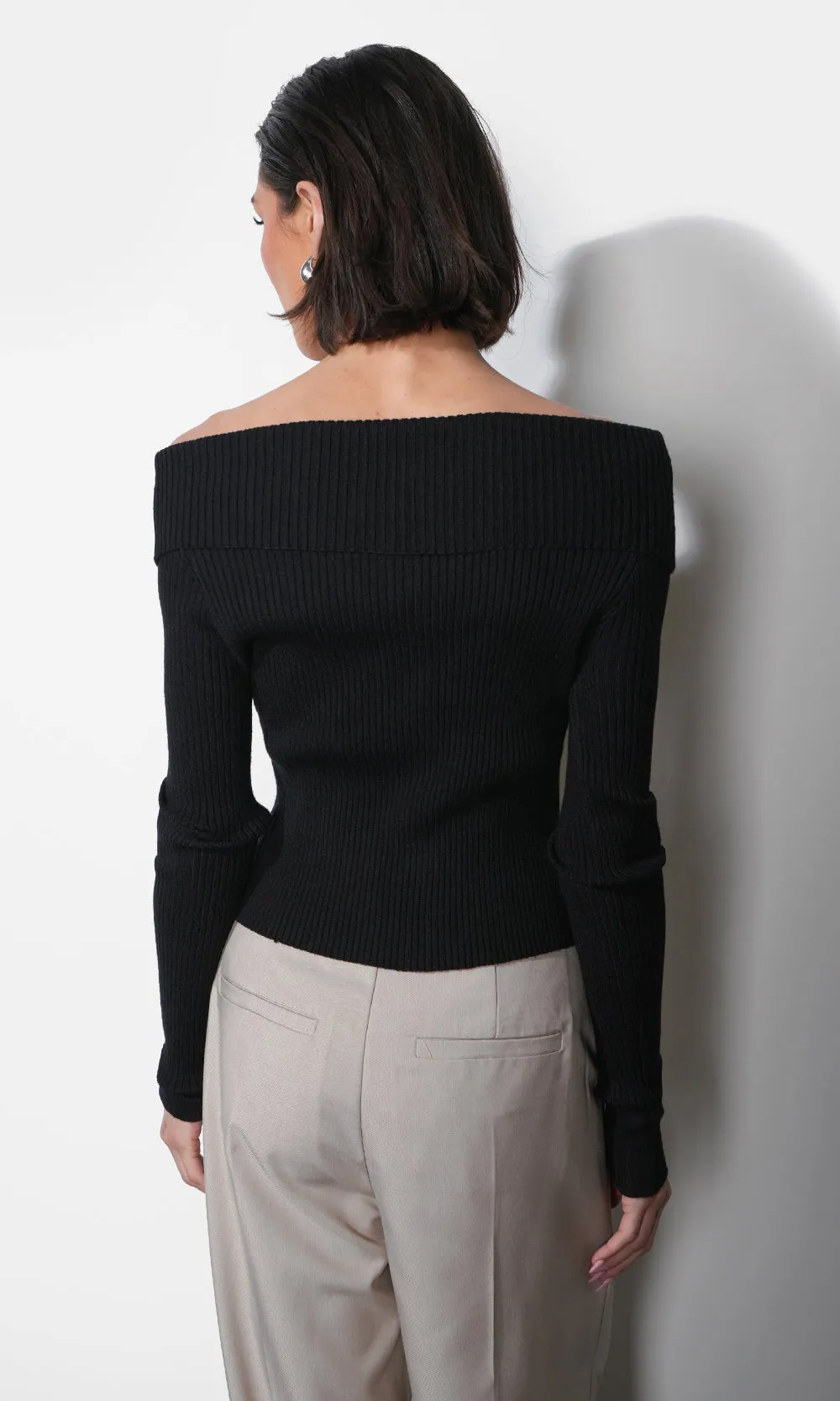 Linnea Button Down Off Shoulder Sweater Top sold by Greylin product image thumbnail 2