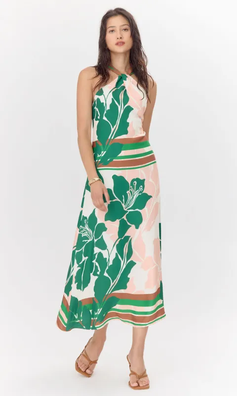 Lyra Border Halter Midi Dress sold by Greylin