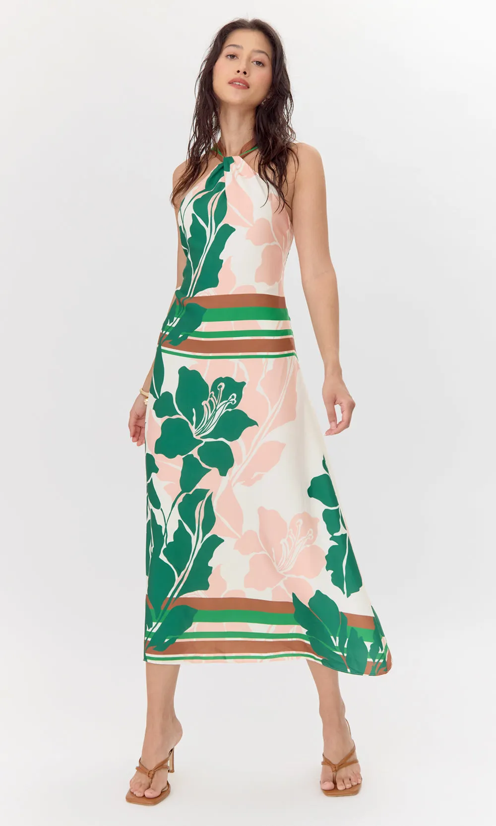 Lyra Border Halter Midi Dress sold by Greylin product image thumbnail 3