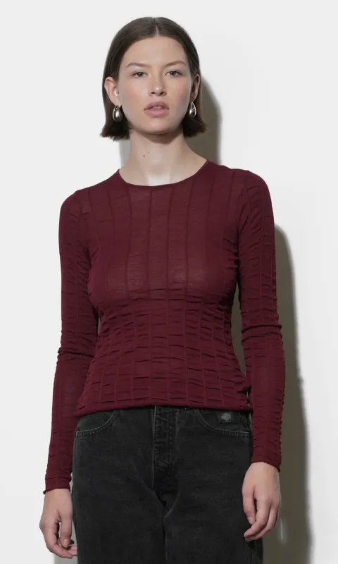 Freya Sheer Textured Mesh Long Sleeve Top sold by Greylin