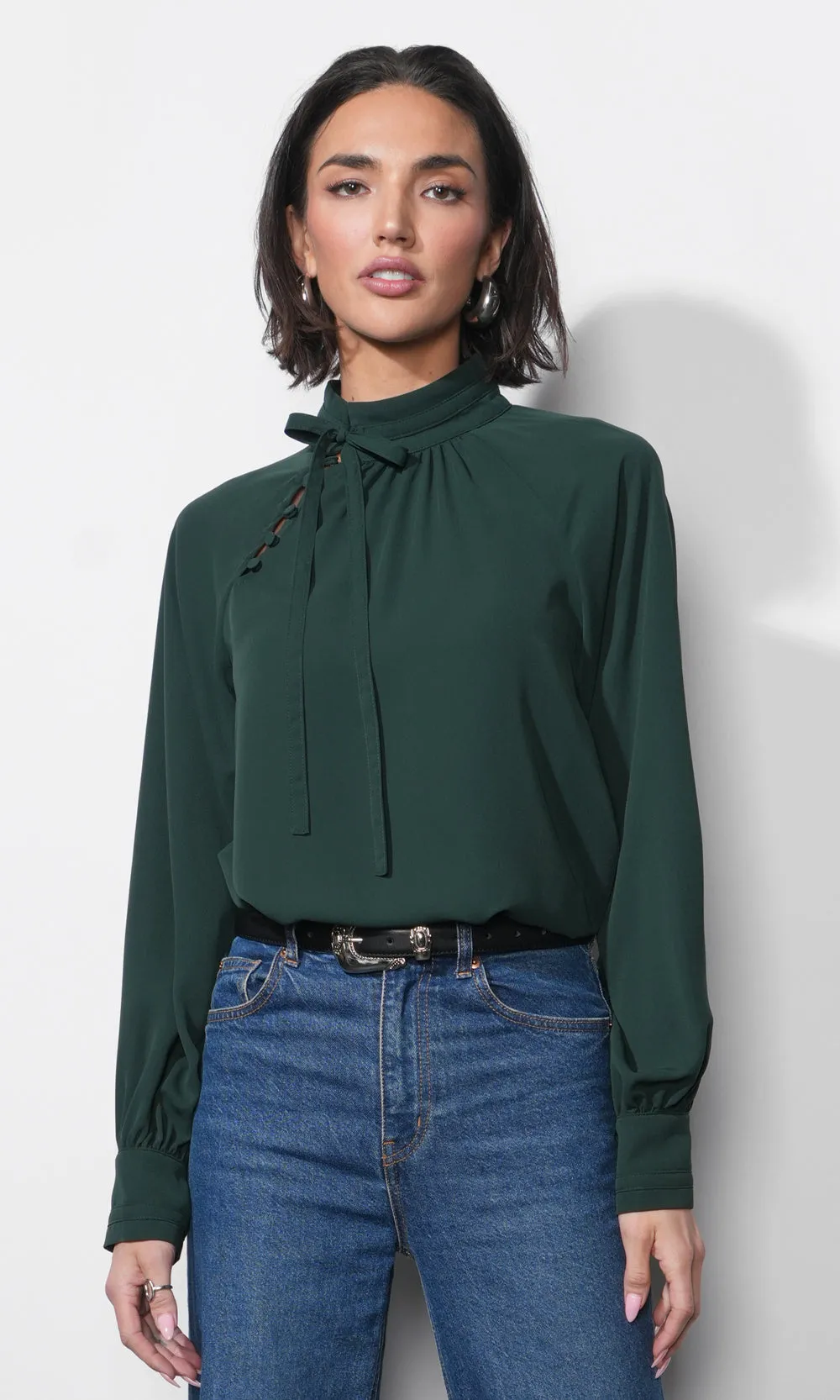 Liv Mock Neck Tie Blouse sold by Greylin product image thumbnail 5