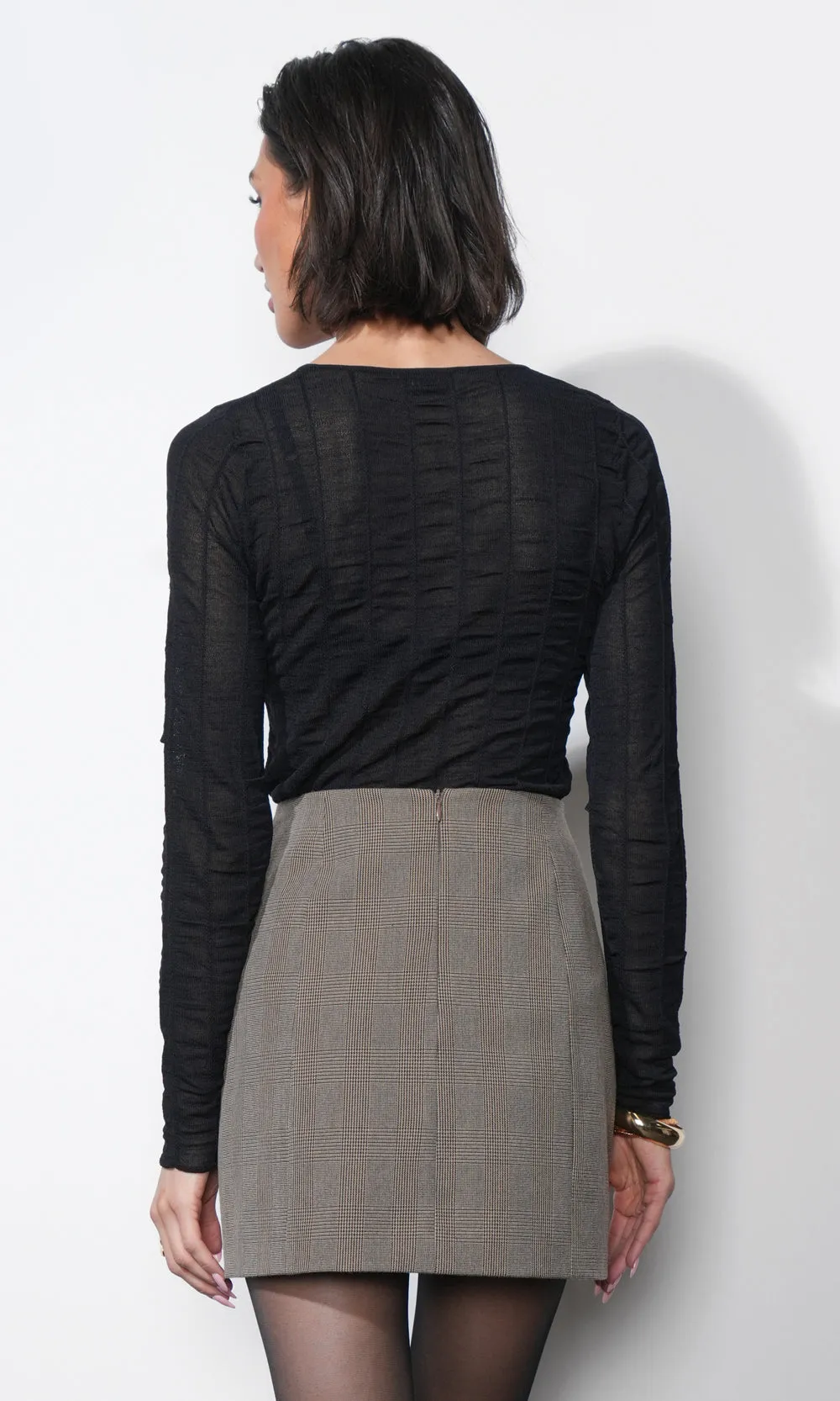 Freya Sheer Textured Mesh Long Sleeve Top sold by Greylin product image thumbnail 2