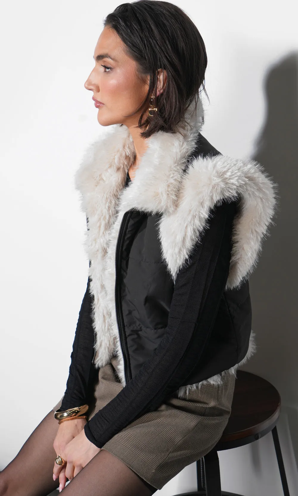 Clara Faux Fur Lined Padded Zip Up Vest sold by Greylin product image thumbnail 4