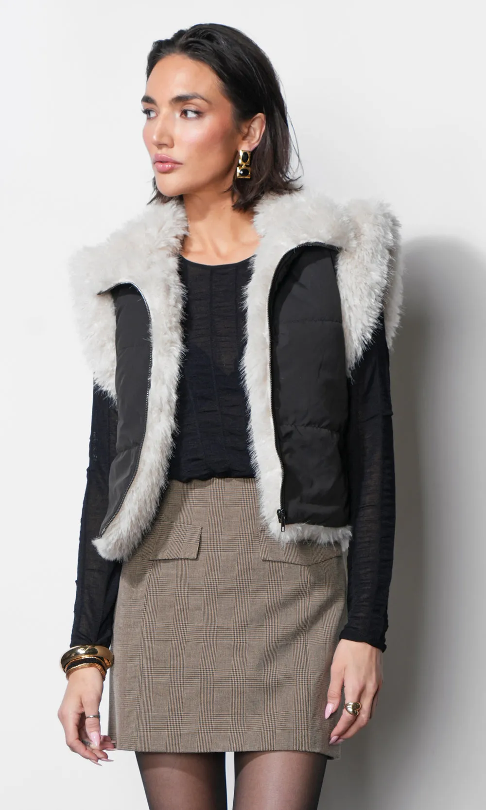Clara Faux Fur Lined Padded Zip Up Vest sold by Greylin product image thumbnail 2