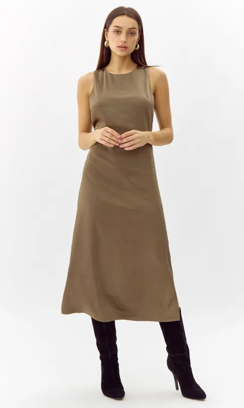 Trina Satin Midi Dress sold by Greylin