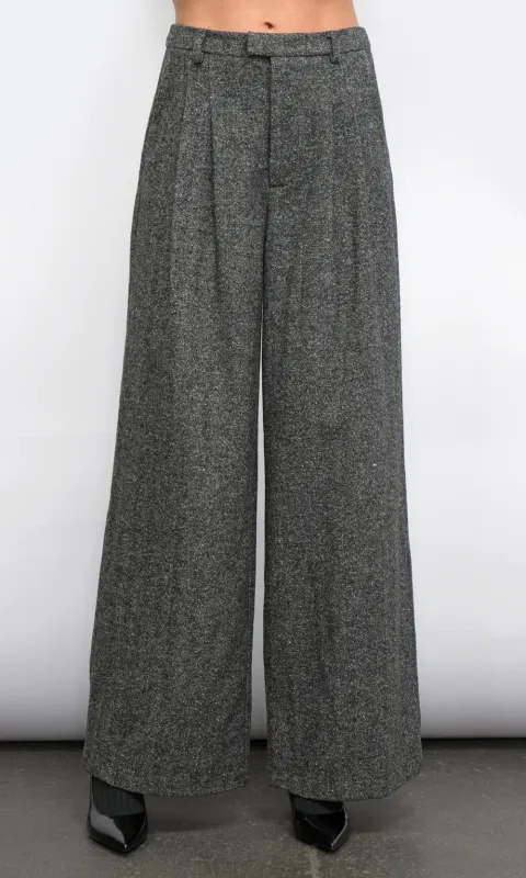 Adele High Waist Herringbone Wide Trousers sold by Greylin