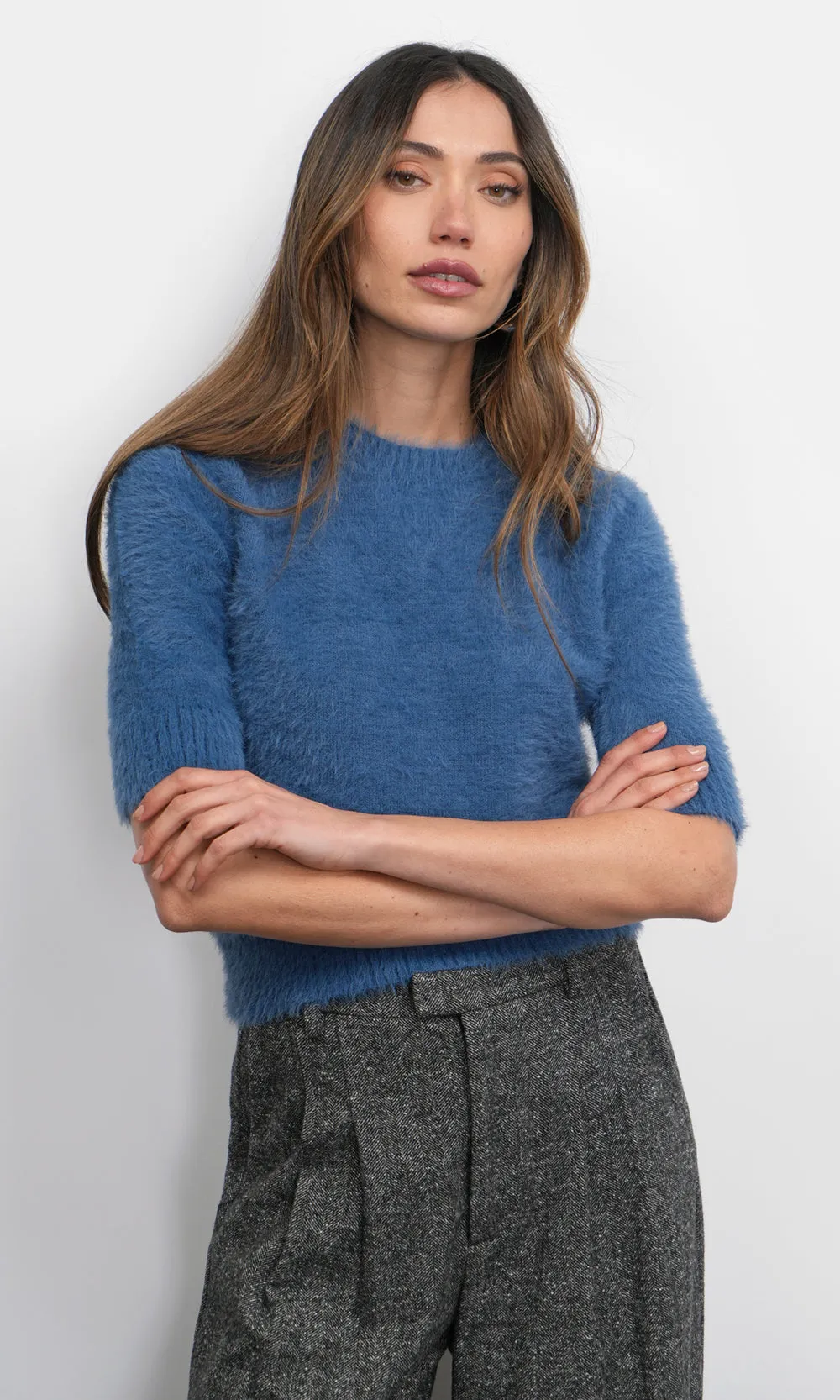 Odette Fuzzy Elbow Sleeve Knit Top sold by Greylin product image thumbnail 3