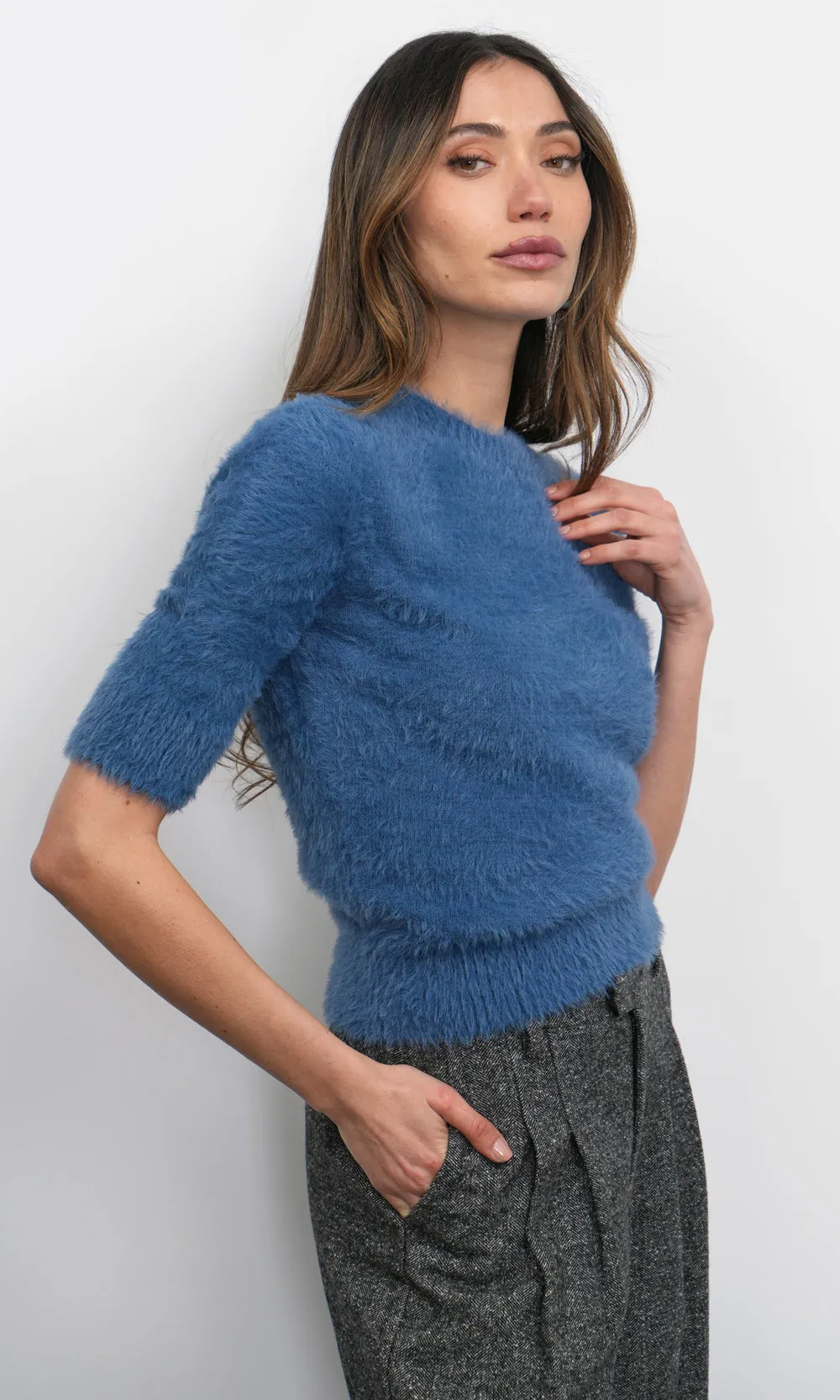 Odette Fuzzy Elbow Sleeve Knit Top sold by Greylin product image thumbnail 2