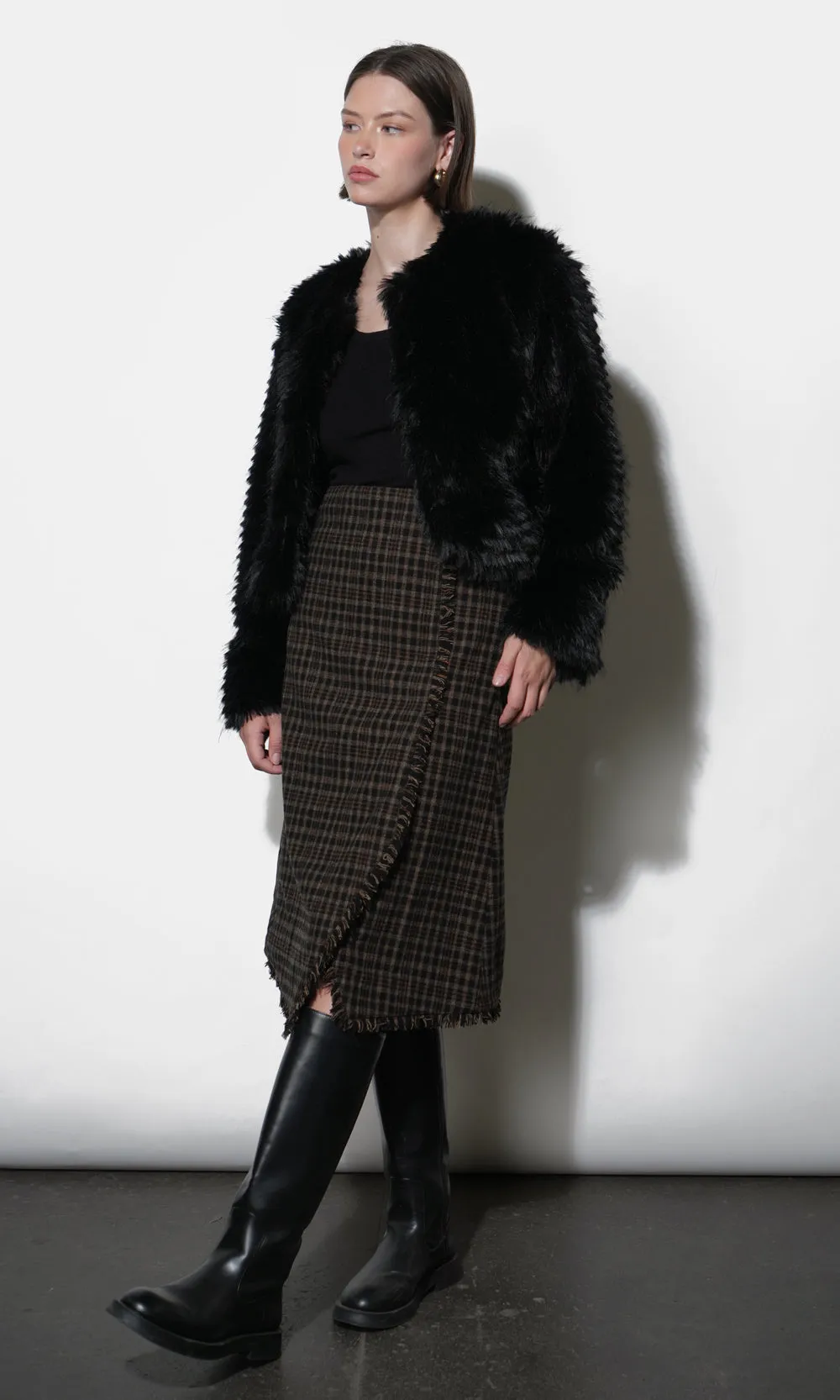 Brighton Asymmetric Plaid Fringe Skirt Midi Skirt sold by Greylin product image thumbnail 5