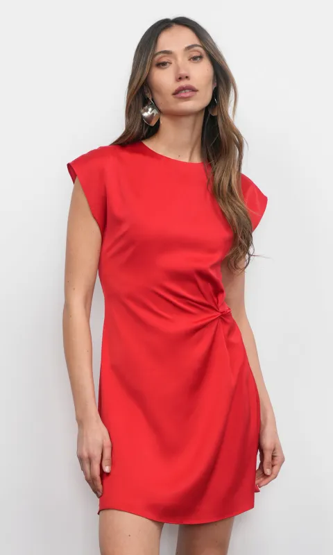 Watson Dolman Sleeve Satin Side Twist Mini Dress sold by Greylin