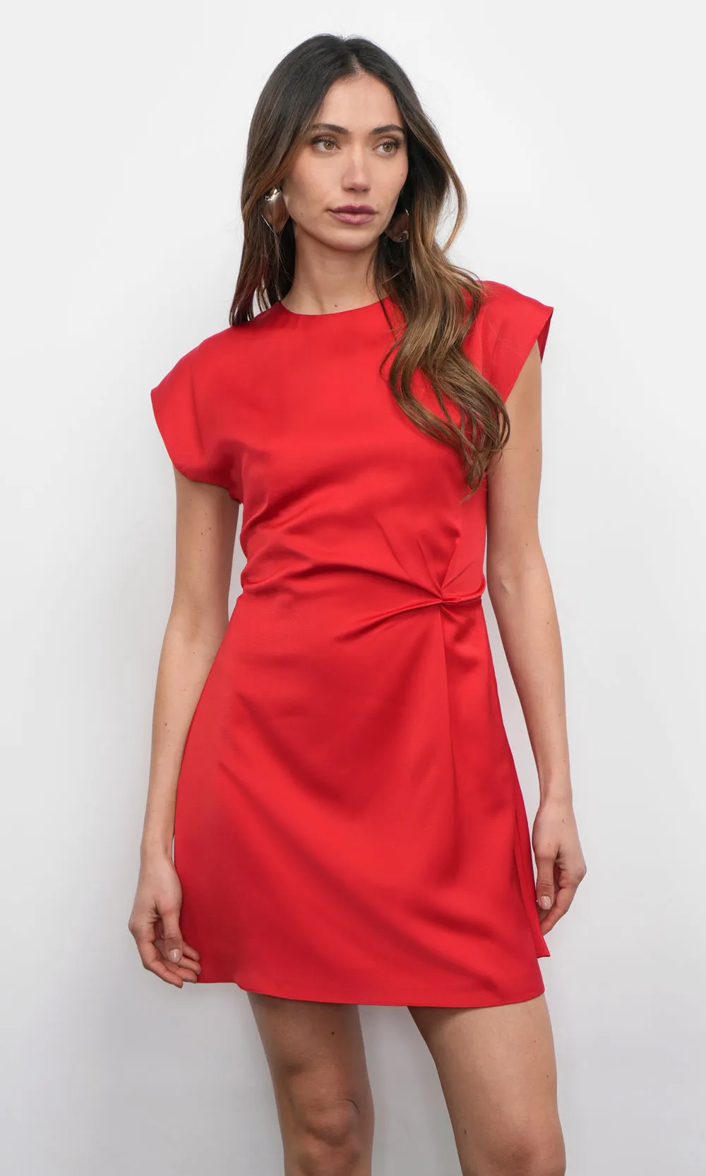 Watson Dolman Sleeve Satin Side Twist Mini Dress sold by Greylin product image thumbnail 3
