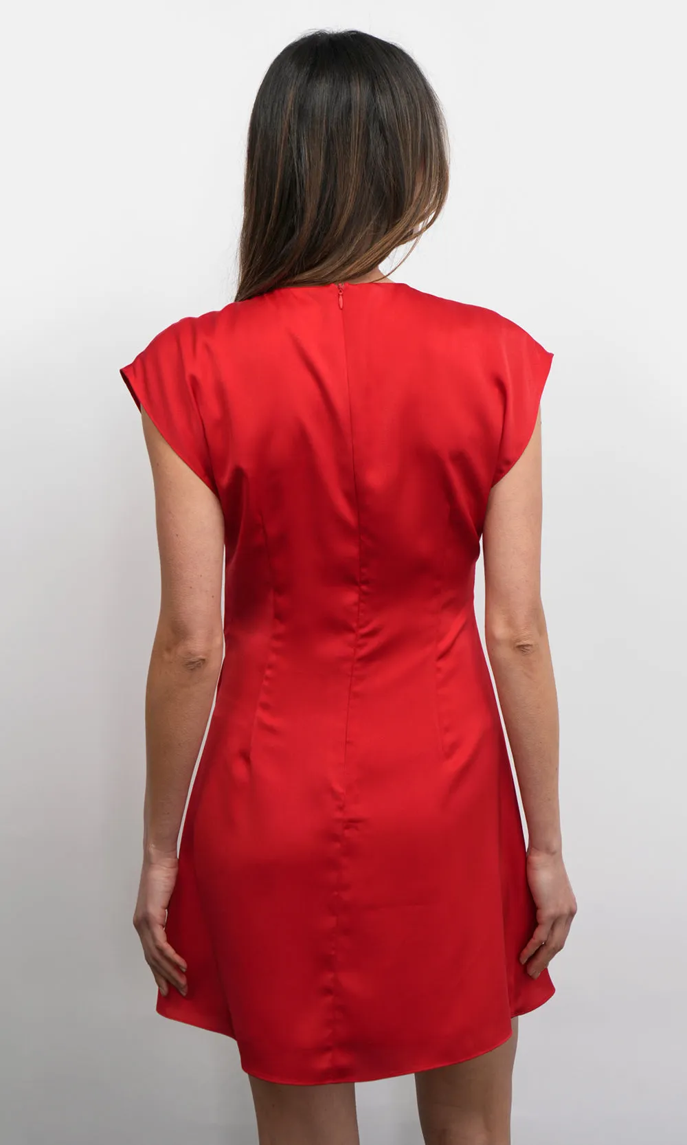 Watson Dolman Sleeve Satin Side Twist Mini Dress sold by Greylin product image thumbnail 4