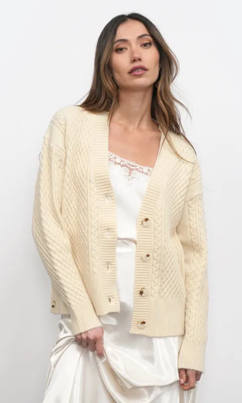 Vickie Cable Knit Oversized Cardigan sold by Greylin