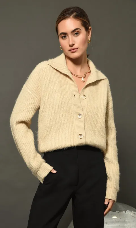 Pauline Button Front Crop Sweater sold by Greylin