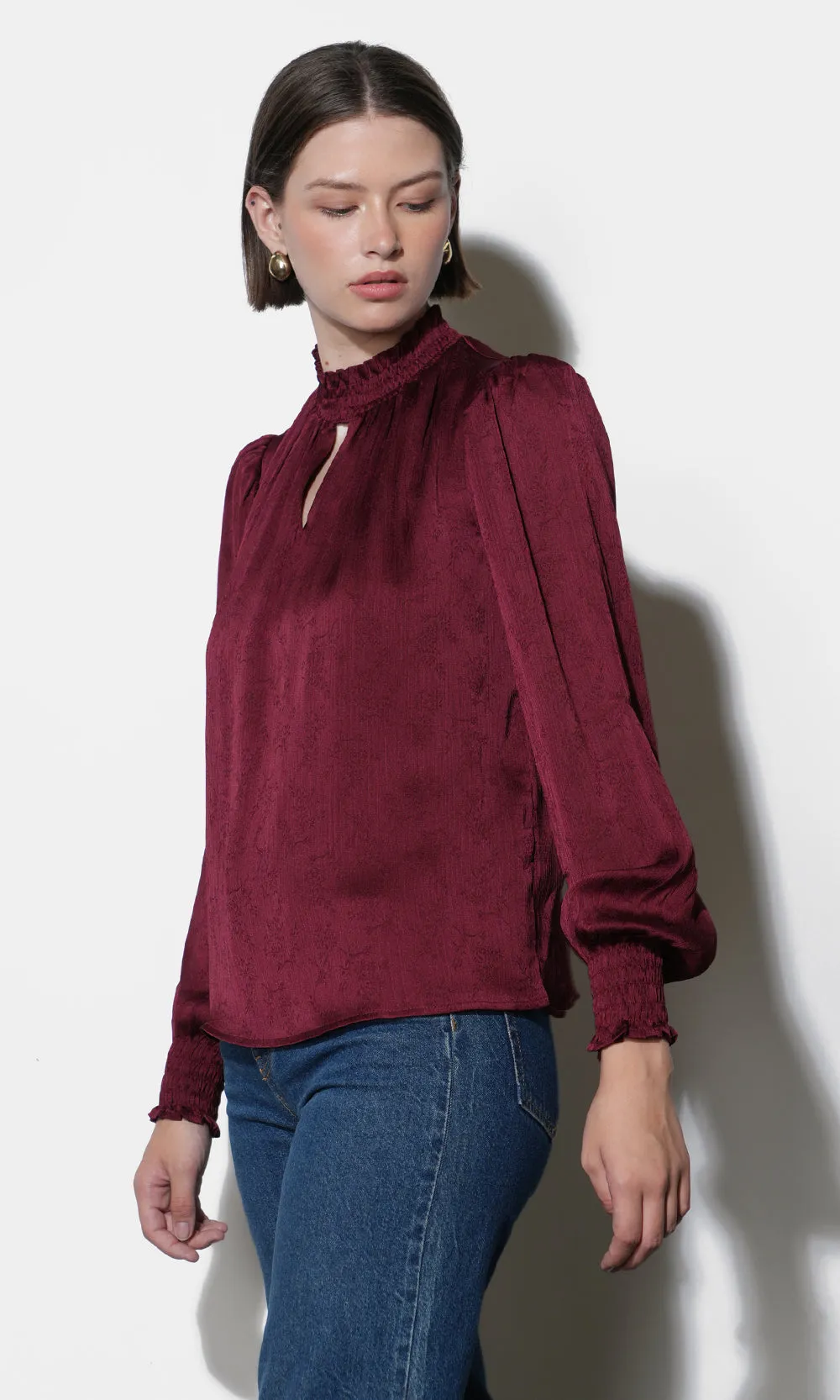 Mika Textured Smocked Neck Blouse sold by Greylin product image thumbnail 2