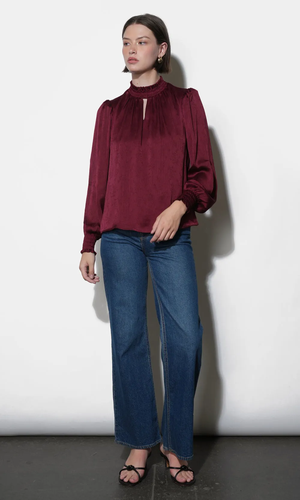 Mika Textured Smocked Neck Blouse sold by Greylin product image thumbnail 5