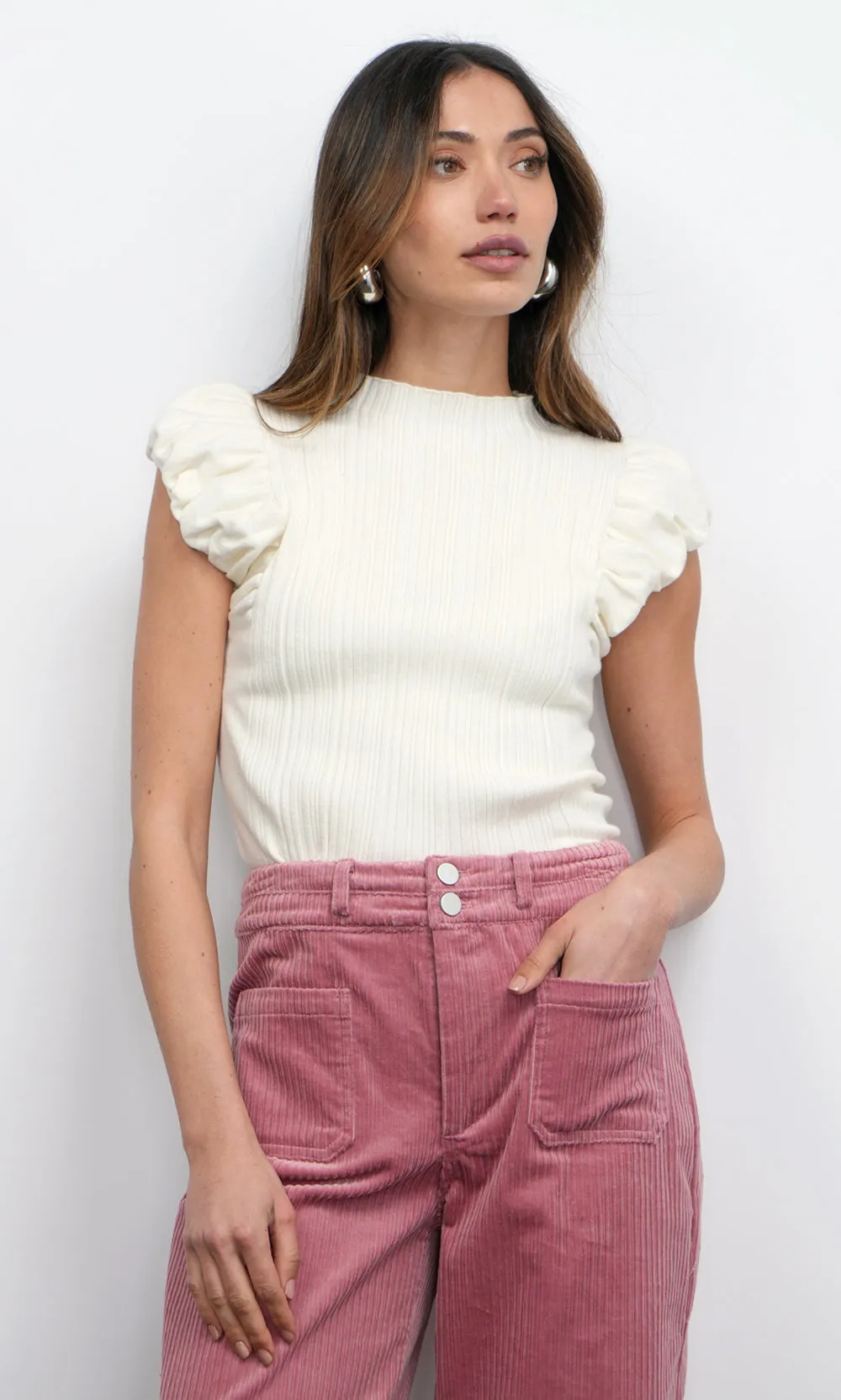 Austen Puff Cap Sleeve Rib Knit Top sold by Greylin product image thumbnail 4