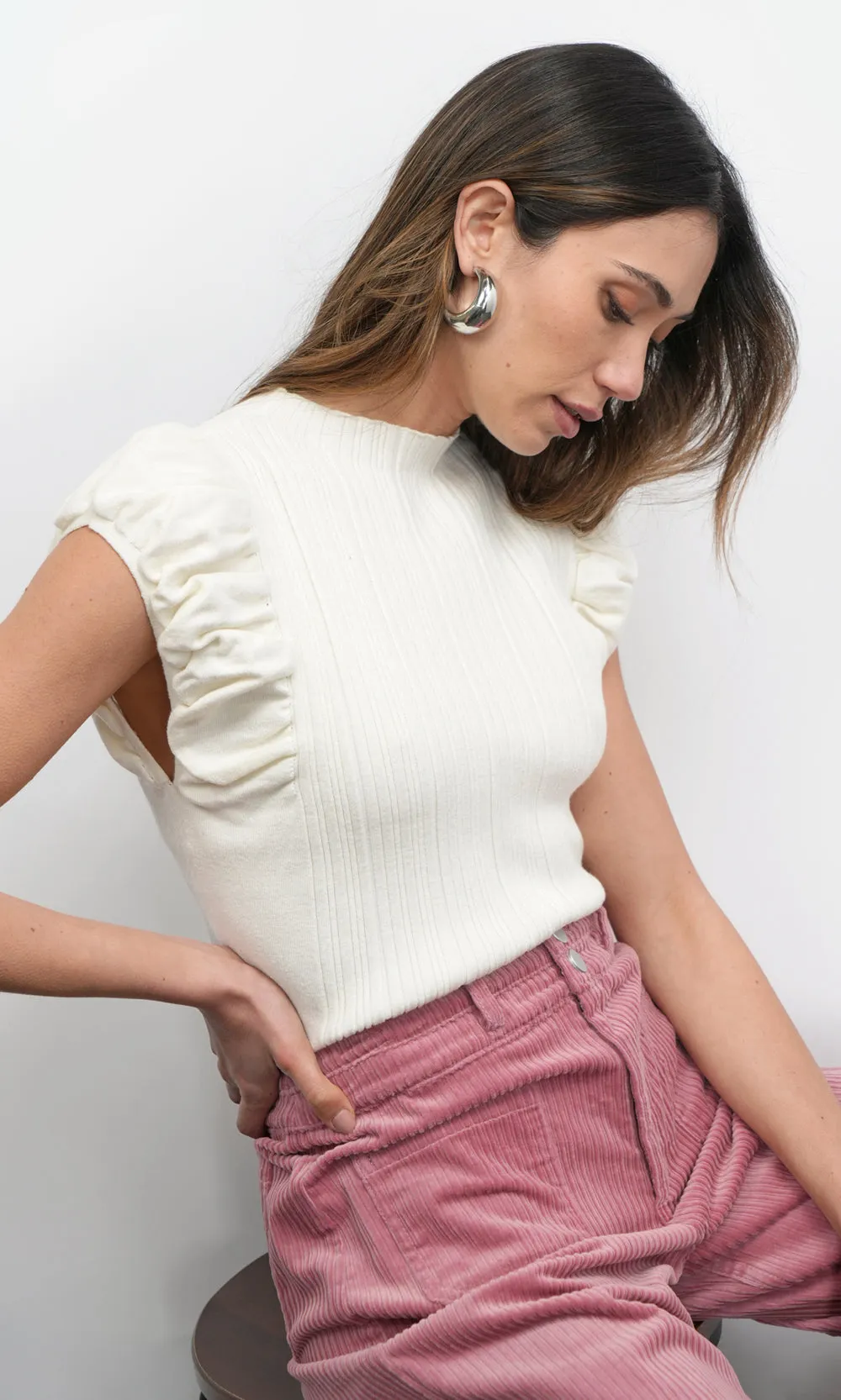 Austen Puff Cap Sleeve Rib Knit Top sold by Greylin product image thumbnail 3