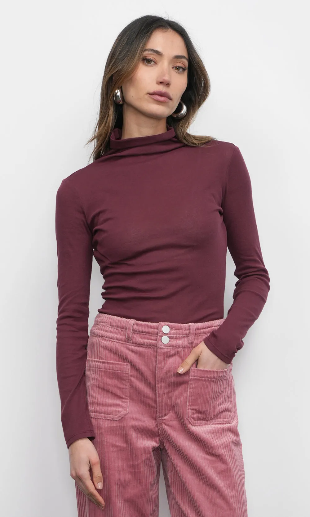 Astra High Neck Long Sleeve Sheer Knit Top sold by Greylin