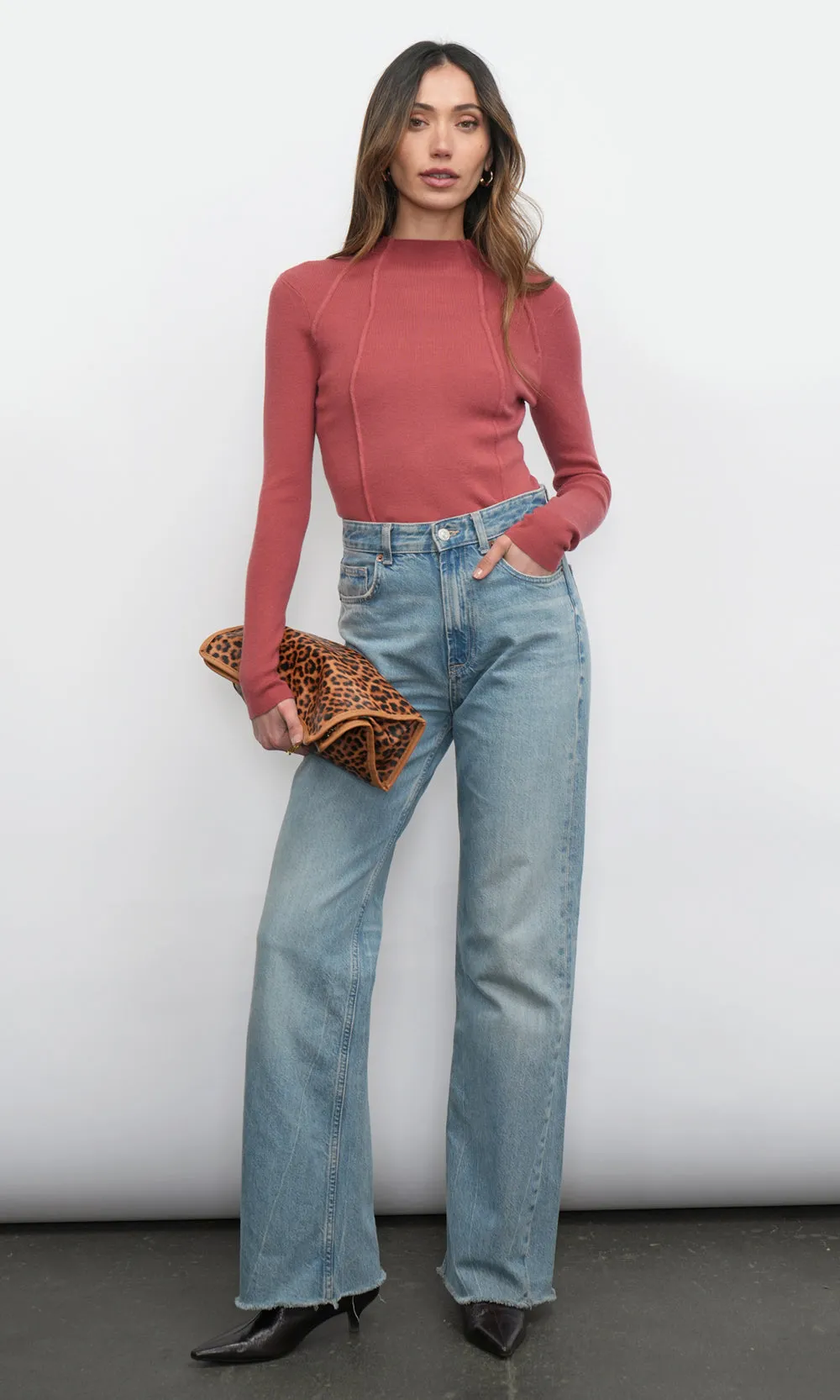 Bellamy Exposed Stitch Mock Neck Top sold by Greylin product image thumbnail 5