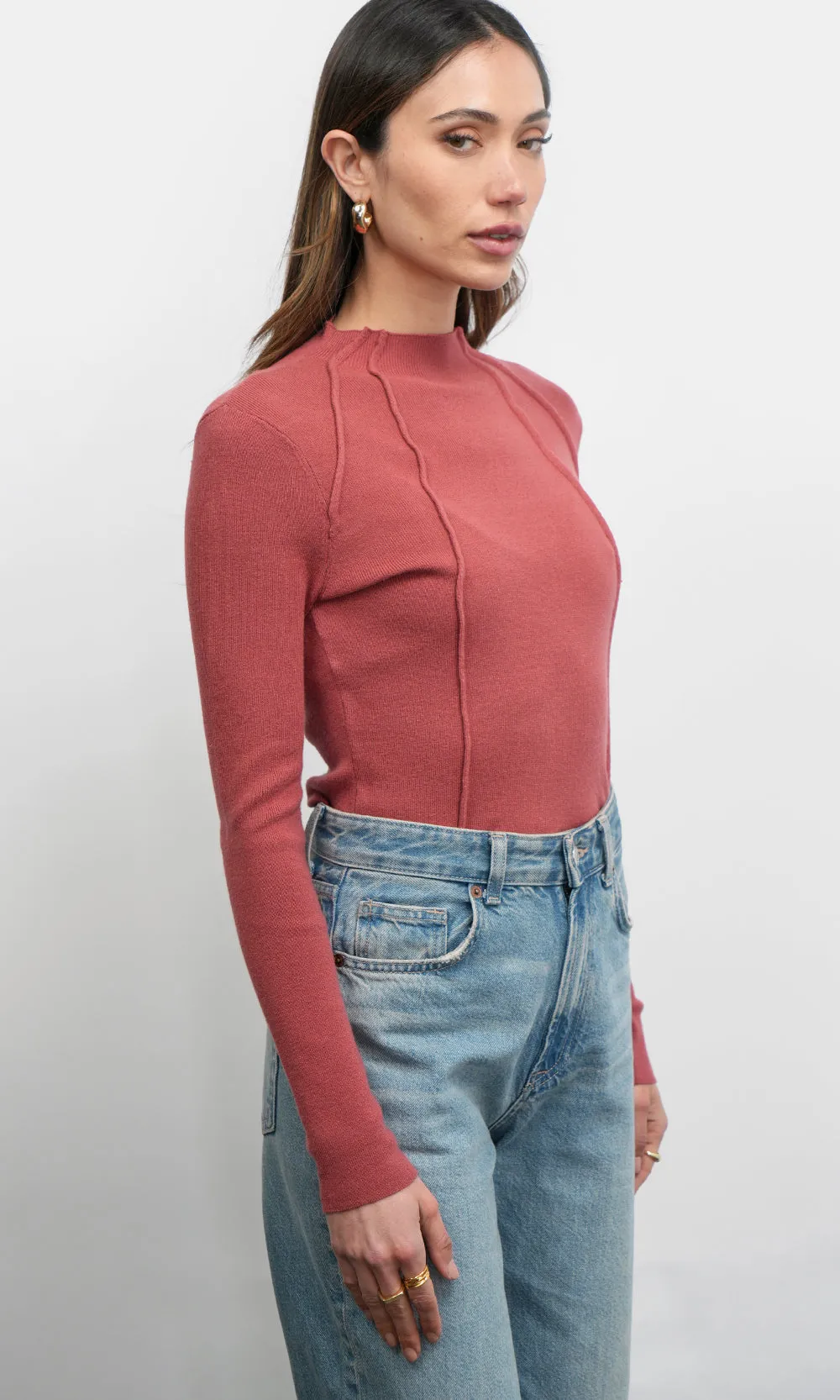 Bellamy Exposed Stitch Mock Neck Top sold by Greylin product image thumbnail 2