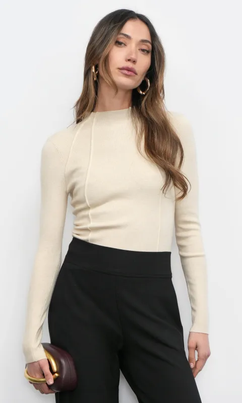 Bellamy Exposed Stitch Mock Neck Top made by Greylin