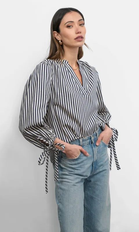Miui Puff Sleeve Stripe Shirt sold by Greylin