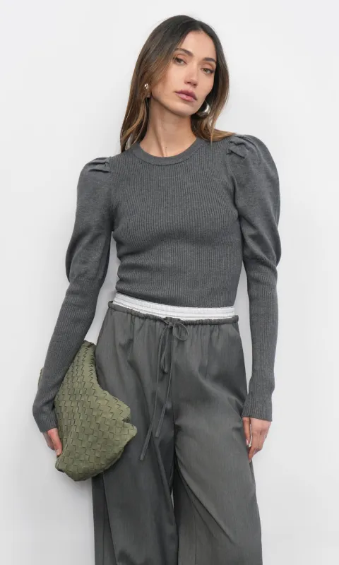 Renoa Puff Sleeve Ribbed Knit Top sold by Greylin