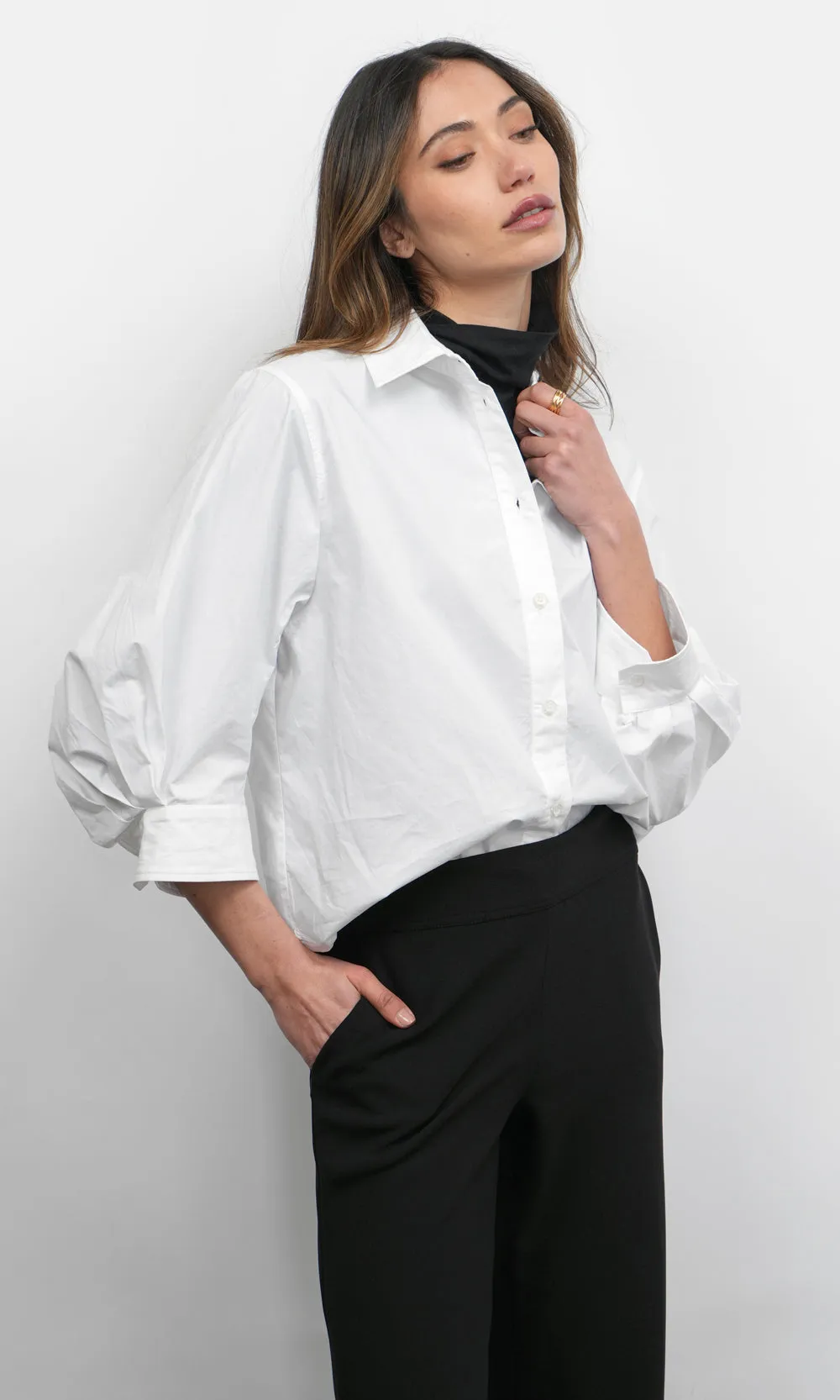 Thea Oversized Lantern Sleeve Button Down Shirt sold by Greylin product image thumbnail 3