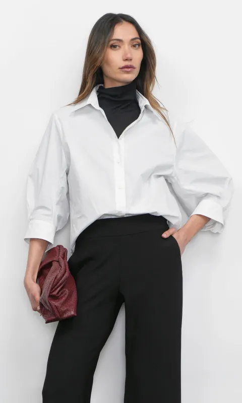 Thea Oversized Lantern Sleeve Button Down Shirt made by Greylin