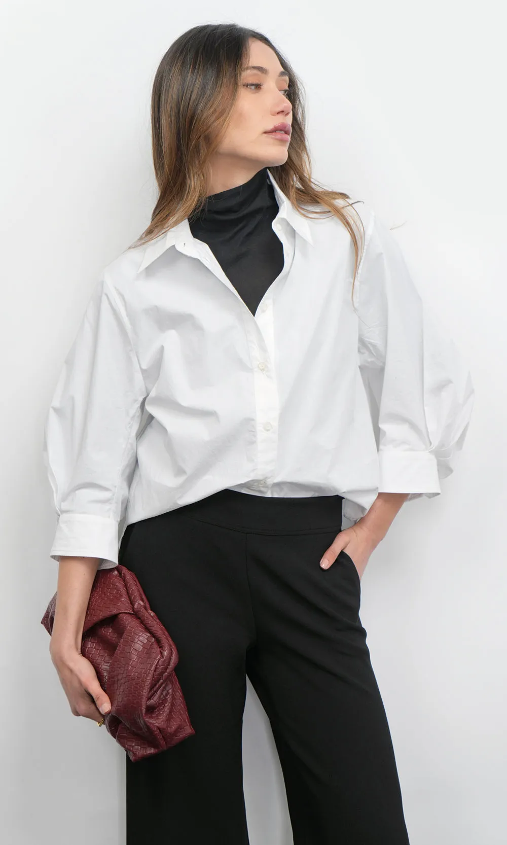 Thea Oversized Lantern Sleeve Button Down Shirt sold by Greylin product image thumbnail 4
