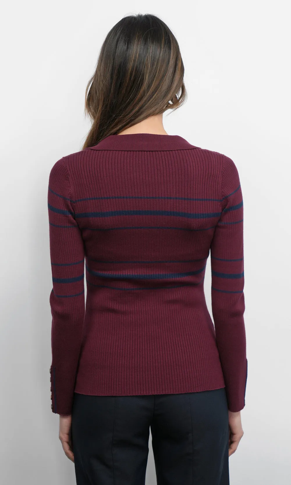 Elena Striped Polo Knit Top sold by Greylin product image thumbnail 4