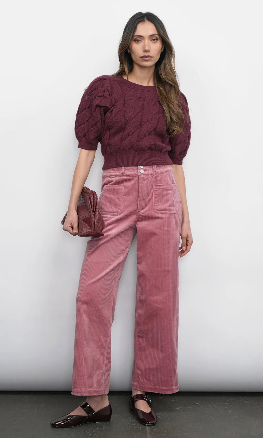 Hallie Cable Knit Puff Sleeve Sweater Top sold by Greylin product image thumbnail 5