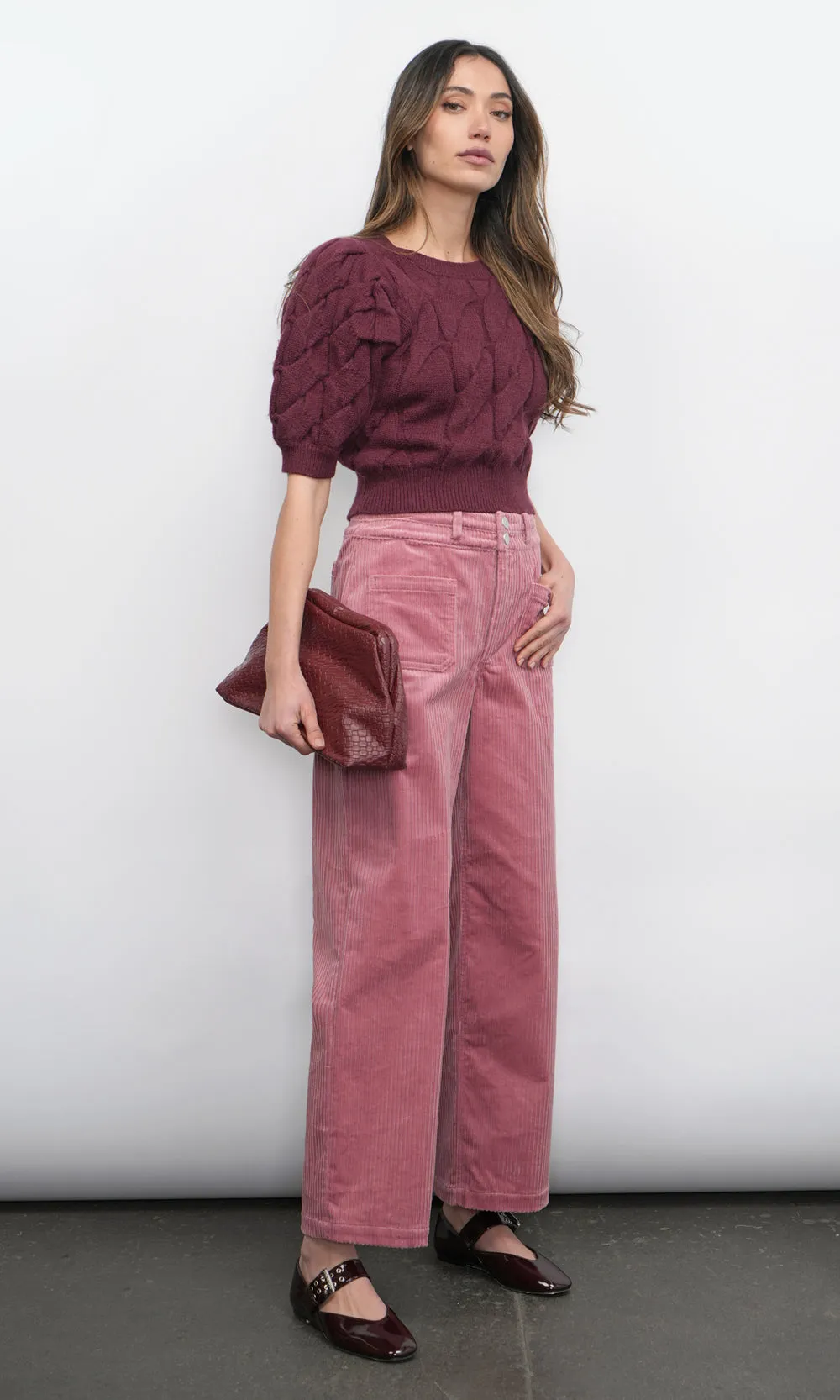 Hallie Cable Knit Puff Sleeve Sweater Top sold by Greylin product image thumbnail 4