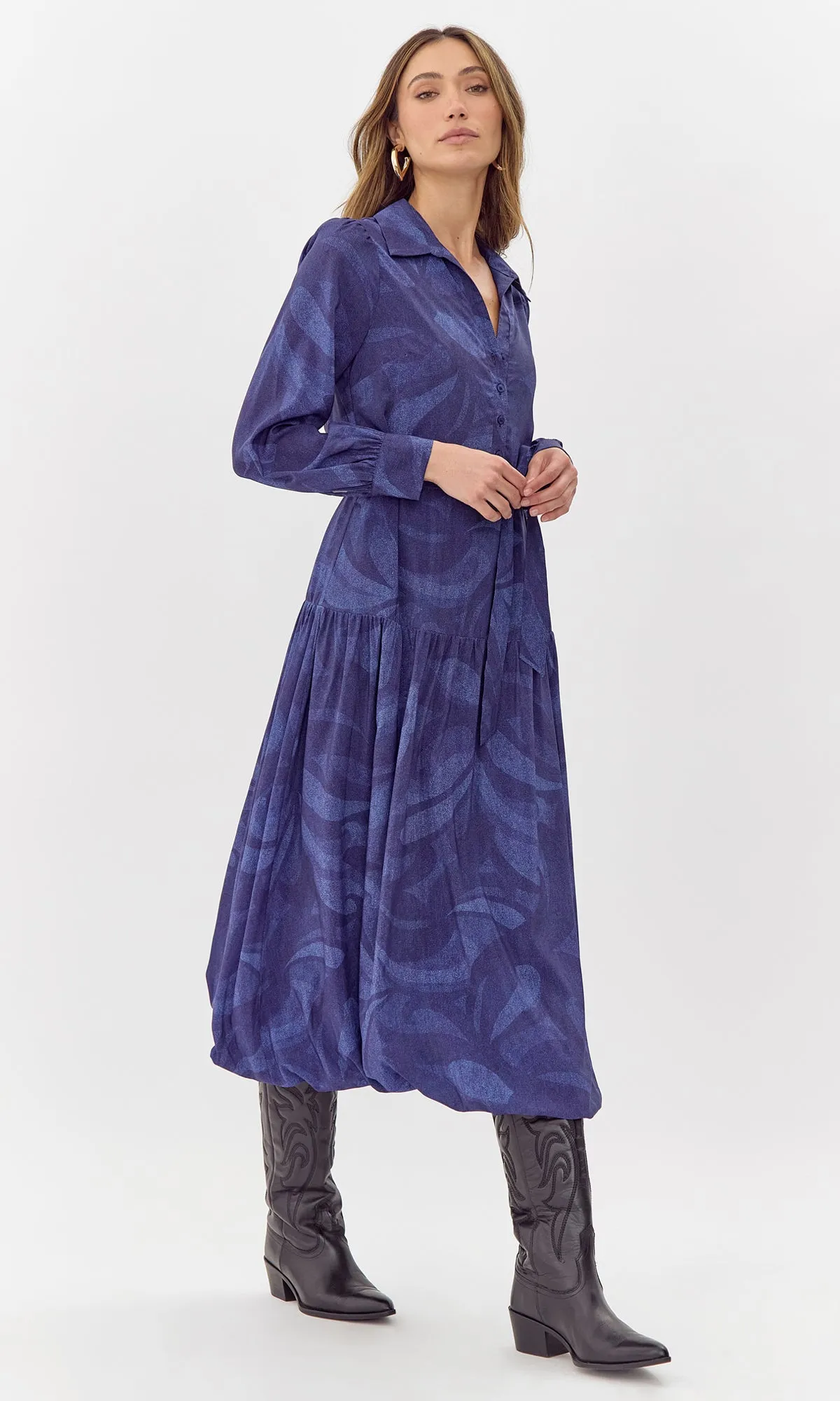 Raya Printed Tie Waist Midi Dress sold by Greylin product image thumbnail 2