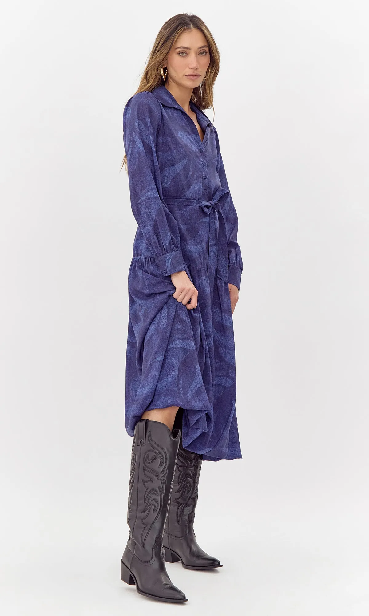 Raya Printed Tie Waist Midi Dress sold by Greylin product image thumbnail 3