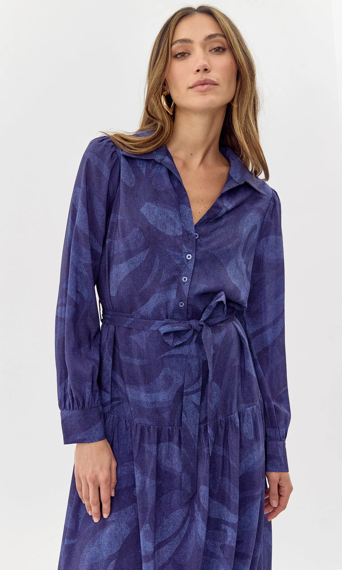 Raya Printed Tie Waist Midi Dress sold by Greylin product image thumbnail 5