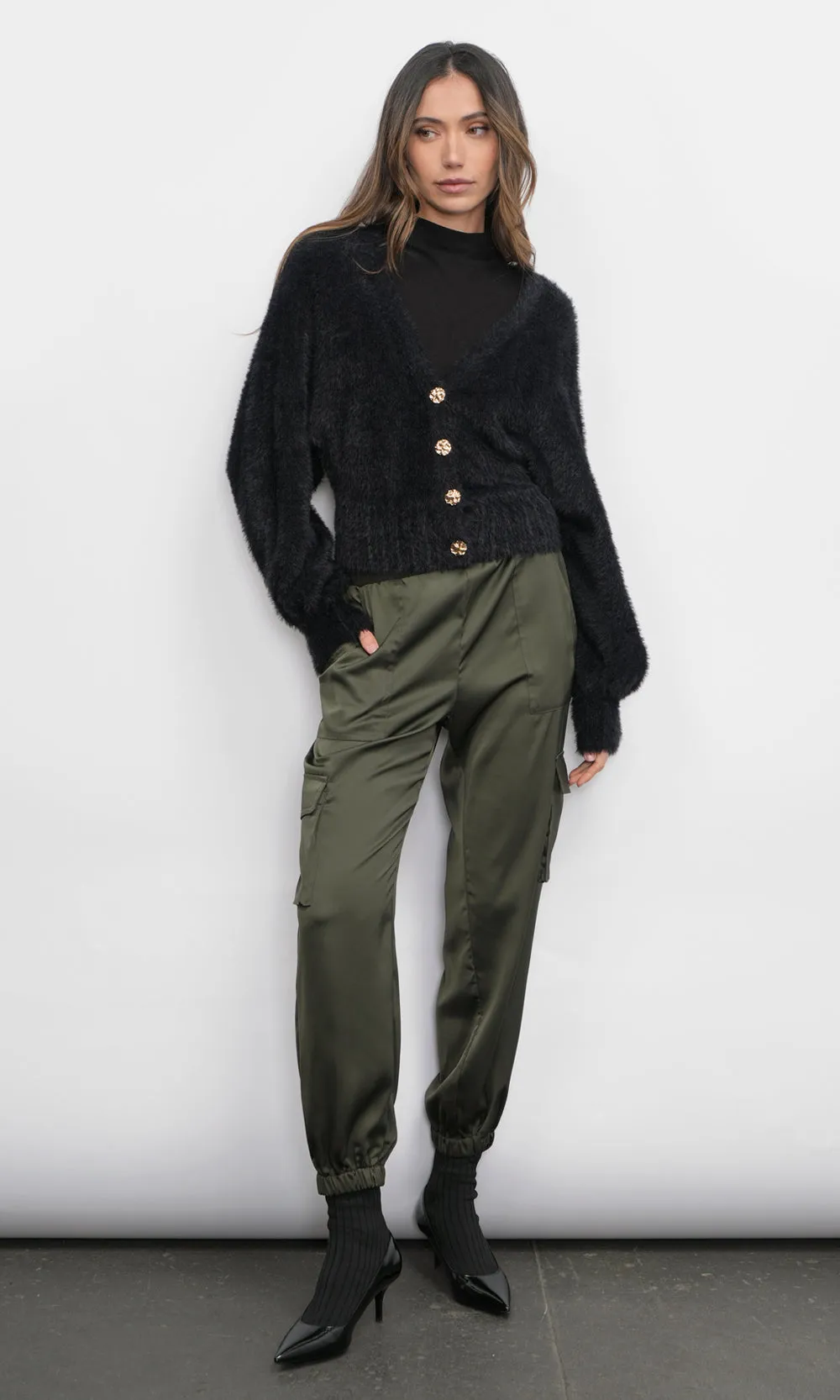 Lina Fuzzy Knit Black Cardigan sold by Greylin product image thumbnail 4