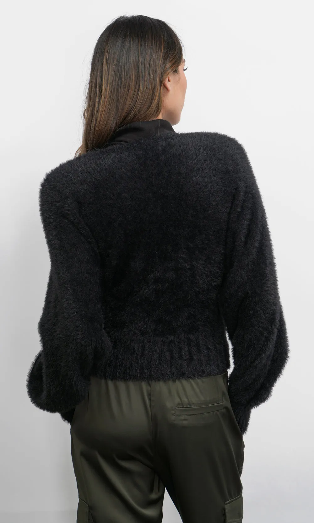 Lina Fuzzy Knit Black Cardigan sold by Greylin product image thumbnail 3