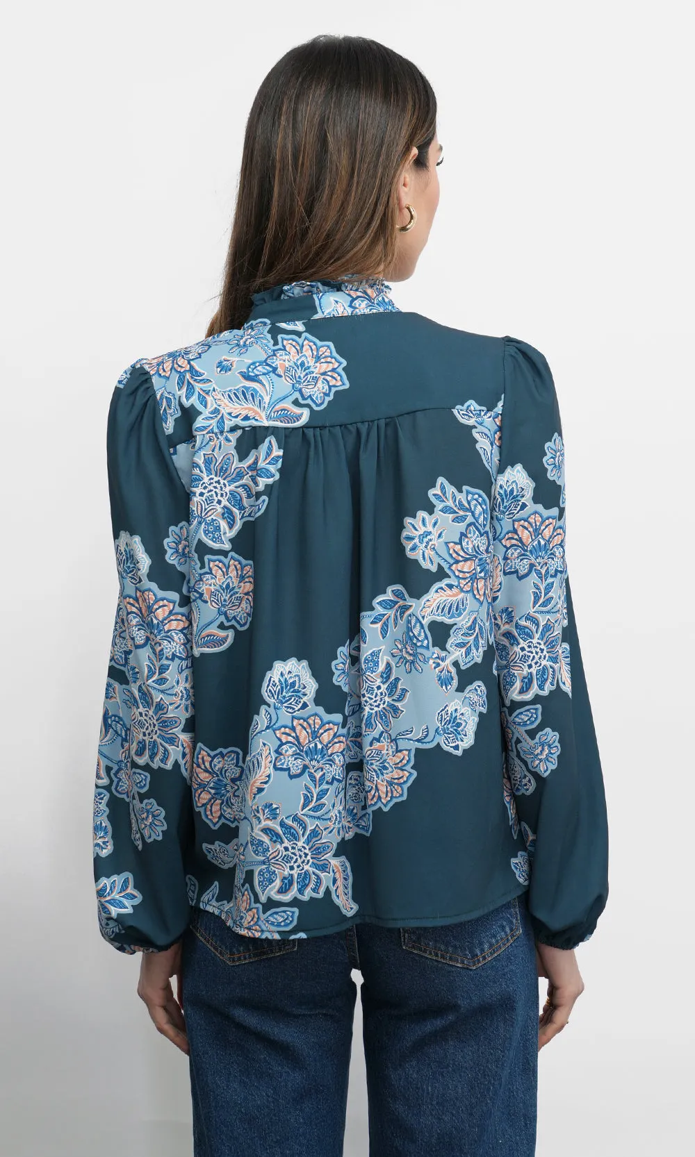 Cierra Button Up Tie Neck Blouse sold by Greylin product image thumbnail 4