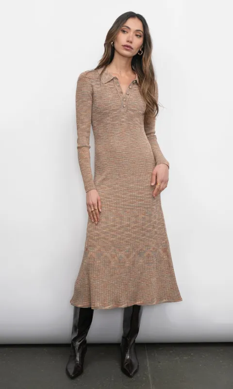 Alba Mixed Knit Polo Sweater Knit Dress sold by Greylin