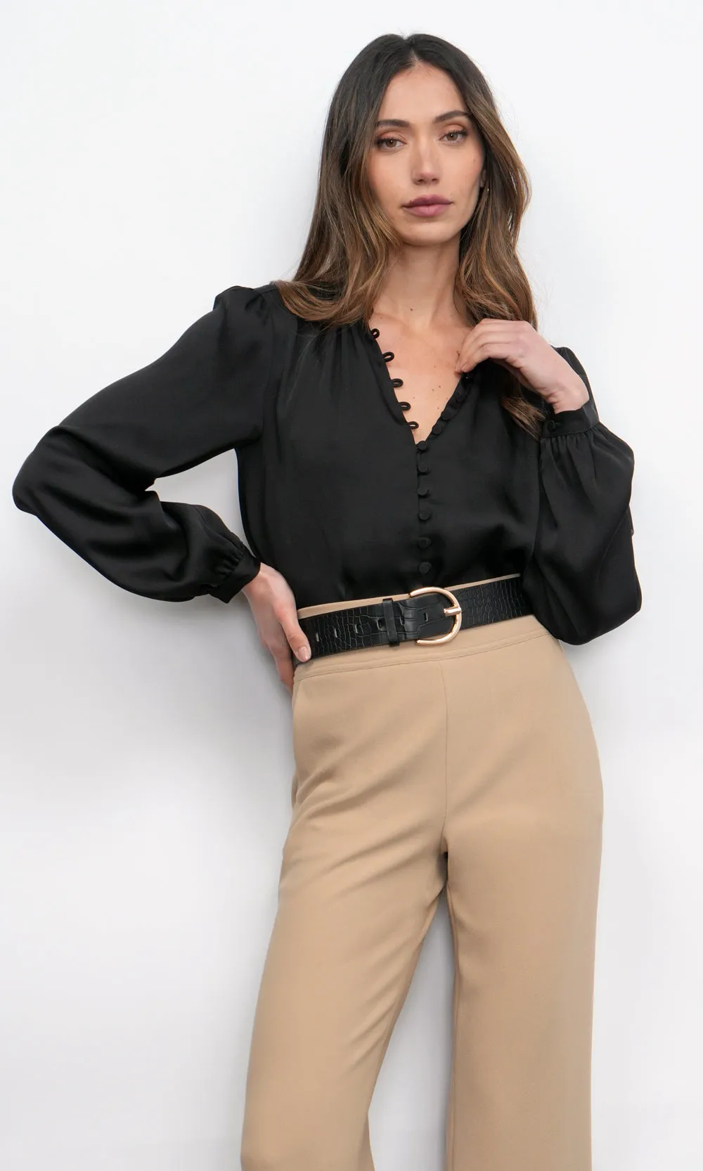 Aryanna Button Front Blouse sold by Greylin