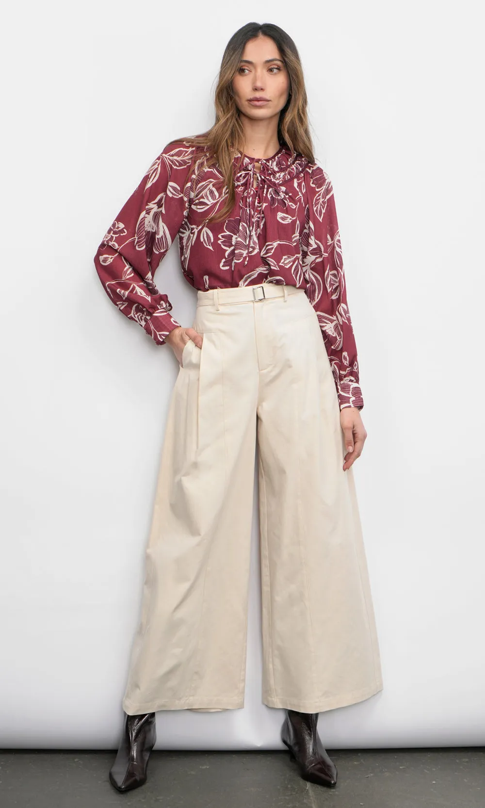 Hera Wide Leg Palazzo Twill Pants sold by Greylin product image thumbnail 2