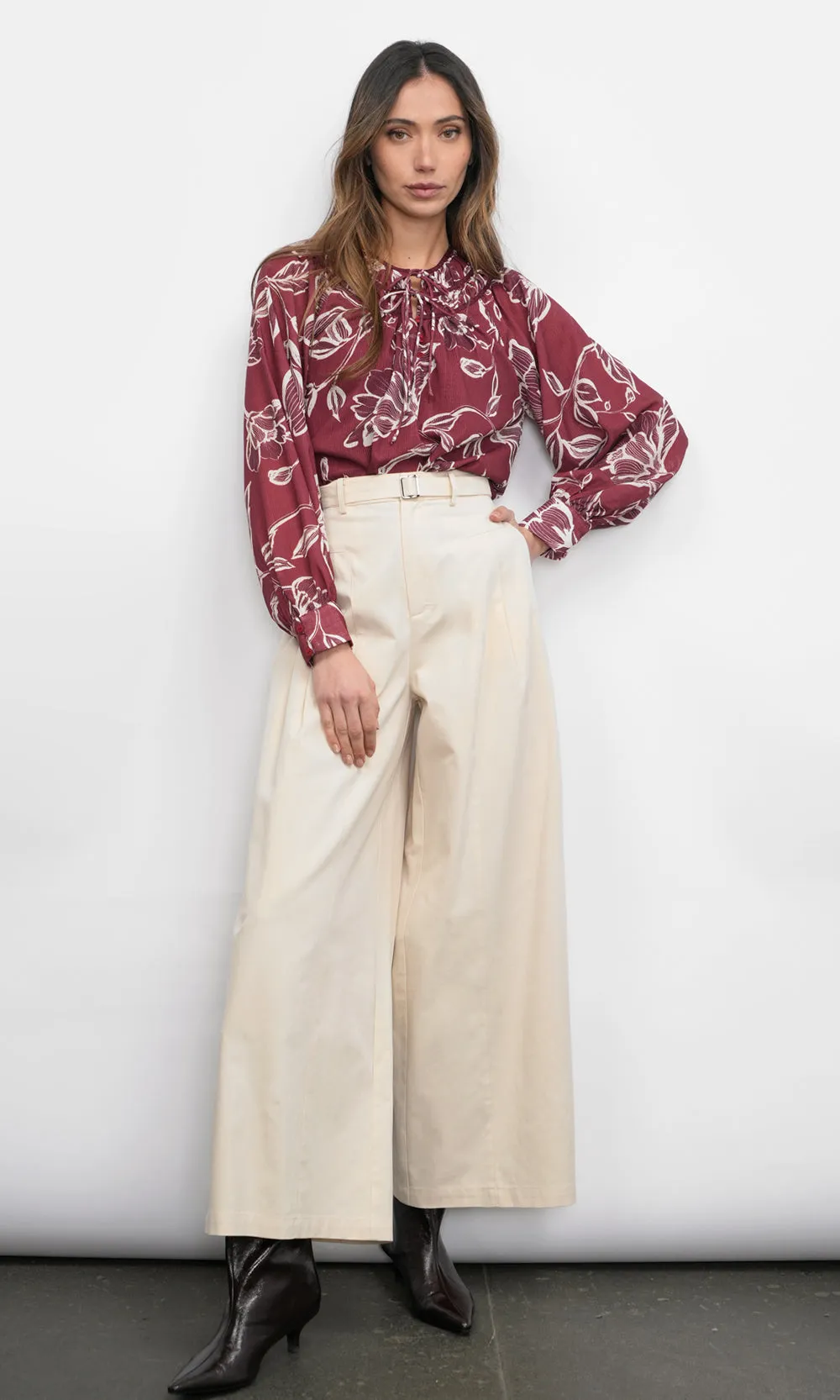 Hera Wide Leg Palazzo Twill Pants sold by Greylin product image thumbnail 3