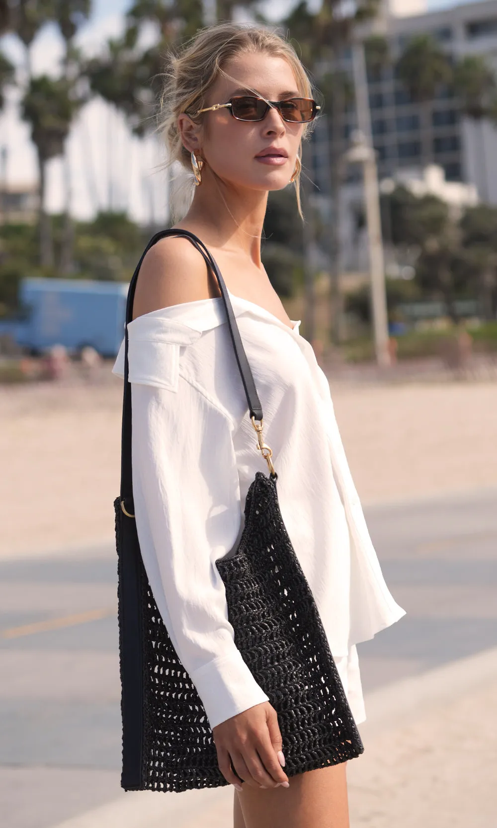 Zorah Off Shoulder Button Down Shirt sold by Greylin product image thumbnail 3