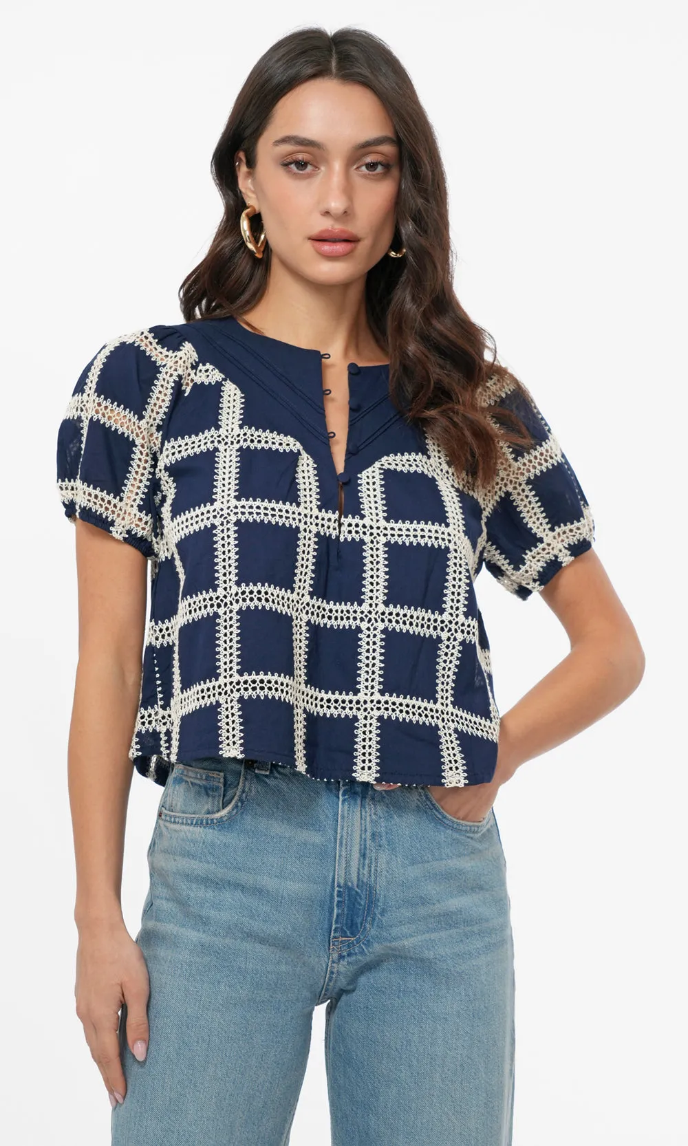 Henney Grid Crochet Top sold by Greylin product image thumbnail 3