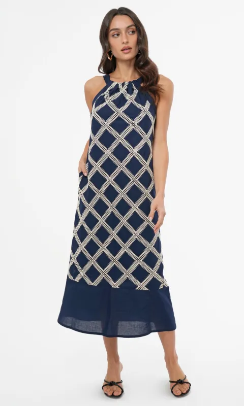 Grid Crochet Work Midi Dress sold by Greylin