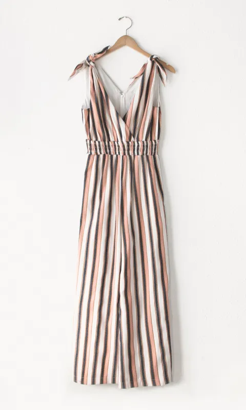 Didri Shoulder Tie Stripe Jumpsuit sold by Greylin