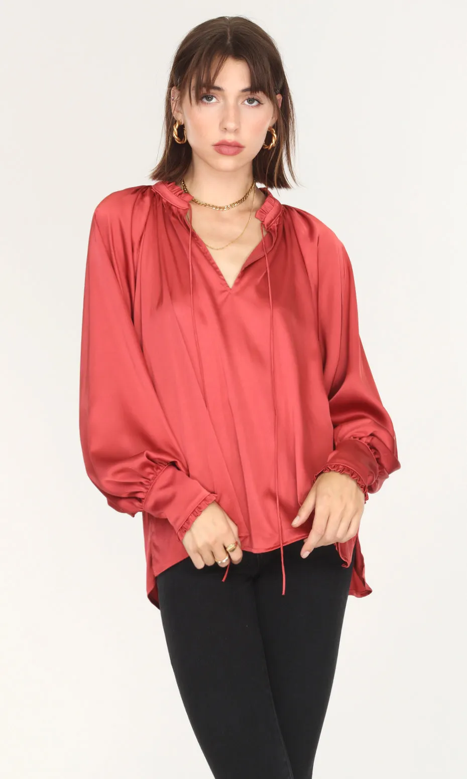 Larissa Wide Cuff Sateen Blouse sold by Greylin product image thumbnail 2