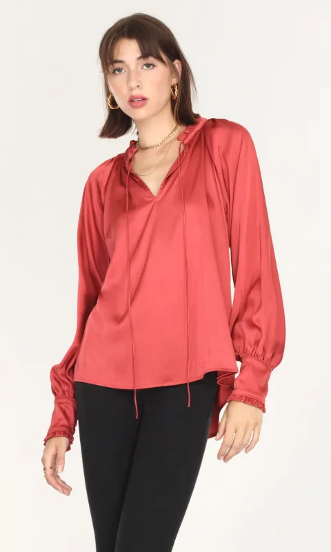 Larissa Wide Cuff Sateen Blouse sold by Greylin